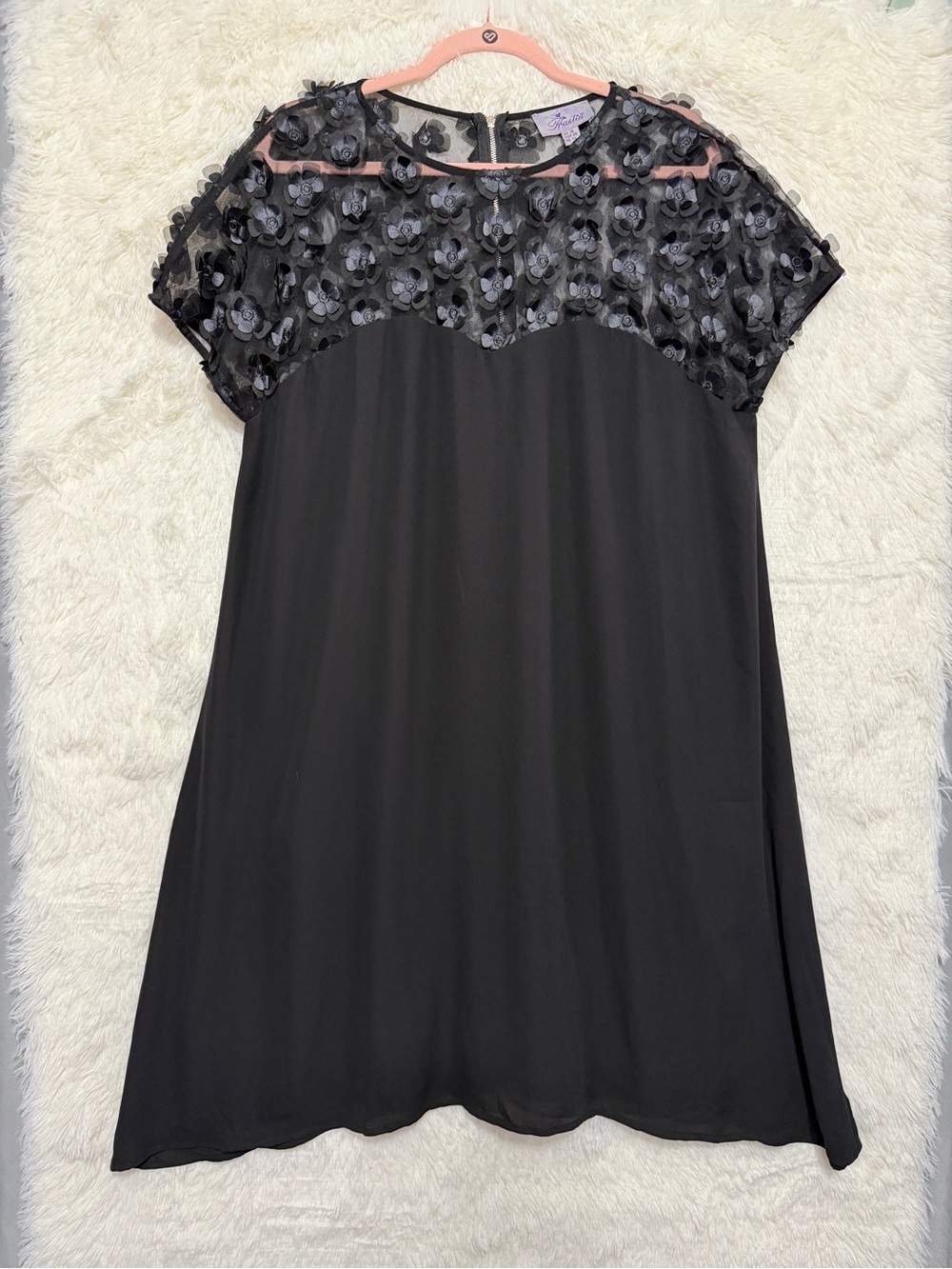 Praslin Womens Whimsigoth Mini Dress Size 14 Black Floral Appliqué Fairy Grunge